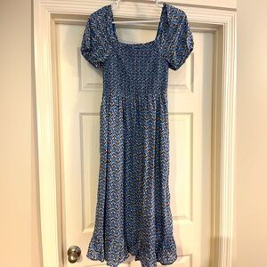 Floral Blue Midi Dress